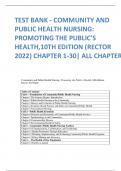 TEST BANK - COMMUNITY AND PUBLIC HEALTH NURSING: PROMOTING THE PUBLIC'S HEALTH,10TH EDITION (RECTOR 2022) CHAPTER 1-30| ALL CHAPTERS