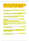 MBA Healthcare Management Capstone WGU C219, Exam Review Questions and answers, 100% Accurate. VERIFIED. A company's strategy concerns: - -Managements action plan for outperforming competitors and