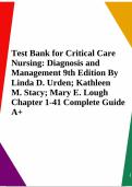 Test Bank for Critical Care Nursing: Diagnosis and Management 9th Edition By Linda D. Urden; Kathleen M. Stacy; Mary E. Lough Chapter 1-41 Complete Guide A+