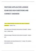 PESTCIDE APPLICATOR LICENCE EXAM 2023-2024 QUESTIONS AND  CORRECT ANSWERS