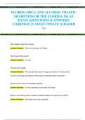 FLORIDA DRUG AND ALCOHOL TRAFFIC  AWARENESS OR THE FLORIDA TSLAE EXAM | QUESTIONS & ANSWERS  (VERIFIED) | LATEST UPDATE | GRADED  A+ 