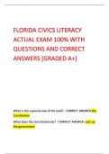 FLORIDA CIVICS LITERACY  ACTUAL EXAM 100% WITH  QUESTIONS AND CORRECT  ANSWERS [GRADED A+]