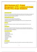 WGU Business of IT - Project Management - C176 - Lessons 4-6. Exam Review, FULL Scope. Graded A+