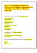 WGU C105 Elementary Visual and Performing Arts Methods: Development & The Arts. Exam Review Quizzes, VERIFIED