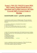 Exam 1: NSG 221/ NSG221 (Latest 2024/ 2025 Update) Mental Health Review | Questions and Verified Answers| All Units Covered| 100% Correct| Grade A- Herzing mental health exam 1 - practice questions