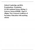 Oxford Cambridge and RSA Examinations  Foundation GCSECombined Science Biology A Gateway ScienceJ250/08:  Paper 8 (Higher Tier) General Certificate of Secondary Education with marking scheme