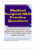 2022-2023 Med-Surg HESI Practice Questions Study Guide Exam Containing 46 Terms with Certified Answers Newly Updated 2024-2025.