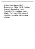 Oxford Cambridge and RSA Examinations  Higher GCSE Combined Science B Twenty First Century ScienceJ260/08:  Combined science (Higher Tier) General Certificate of Secondary Education (with marking scheme)