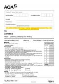 2023 AQA AS GERMAN 7661/1 Paper 1 Listening, Reading and Writing Question Paper & Mark  scheme (Merged) June 2023 [VERIFIED]