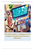 ATI Achieve Week 1: Challenges for ESL Students/ Questions with Answers/ 2024-2025.