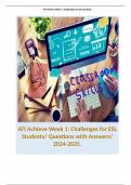 ATI Achieve Week 1: Challenges for ESL Students/ Questions with Answers/ 2024-2025. 