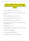 Hondros BIO254 Exam 2 digestive  system Questions and Answers 100%  Solved