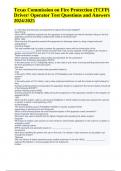 Texas Commission on Fire Protection (TCFP) Driver/ Operator Test Questions and Answers 2024/2025 | TCFP HazMat Operations All Possible Questions and Answers | TCFP Incident Safety Officer Exam Questions And Answers | TCFP Firefighter I and II Chapters 10-