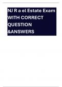 NJ R a el Estate Exam  WITH CORRECT  QUESTION  &ANSWERS