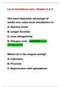 Local Anesthesia quiz- Chapter 5 & 8