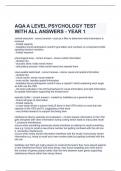 AQA A LEVEL PSYCHOLOGY TEST WITH ALL ANSWERS - YEAR 1