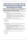 CORRECTIONAL OFFICER SAMPLE WRITTEN  EXAM QUESTIONS WITH ANSWER KEY AND  EXPLANATIONS 100% VERIFIED.