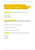 WGU C724 Information Systems Management Unit 3 Test Questions and answers, 100% Accurate. VERIFIED