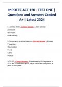 MPOETC ACT 120 - TEST ONE | Questions and Answers Graded A+ | Latest 2024