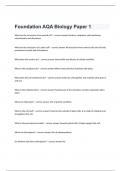 Foundation AQA Biology Paper 1 Verified Exam Scored A+.