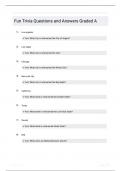 Fun Trivia Questions and Answers Graded A