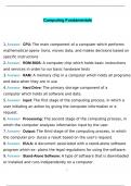 Computing Fundamentals Exam | VERIFIED| WITH COMPLETE SOLUTION