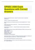 OPSEC 2500 Exam Questions with Correct Answers