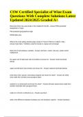 CSW (Certified Specialist of Wine) Exam Questions With Complete Solutions Latest Updated 2024/2025 Graded A+ | 100% Verified.