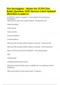 Fire Investigator - Master for TCFP (Test Bank) Questions With Answers Latest Updated 2024/2025 Graded A+ | 100% Verified.