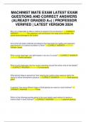 MACHINIST MATE EXAM LATEST EXAM QUESTIONS AND CORRECT ANSWERS (ALREADY GRADED A+) | PROFESSOR VERIFIED | LATEST VERSION 2024