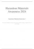 Hazardous Materials Awareness 2024: Pre service firefighter education and training 