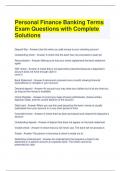 Personal Finance Banking Terms Exam Questions with Complete Solutions