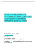 RCFE TEST PREPARATION  ‘’’CALIFORNIA’’ WITH QUESTIONS  AND CORRECT ANSWERS  GRADED A+[ACTUAL 100%]