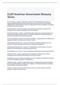 CLEP American Government Glossary Terms  Exam with correct Answers