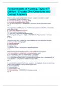 Fundamentals of Nursing, Taylor 9 TH Edition - Chapter One Questions and  Correct Answers