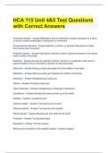 HCA 115 Unit 4&5 Test Questions with Correct Answers 