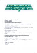 CA DMV Permit Practice Test (2024) Questions with Correct Answers Verified 100% Graded A+