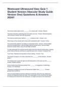 Westcoast Ultrasound Vasc Quiz 1 Student Version (Vascular Study Guide Version One) Questions & Answers 2024!!