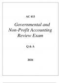 AC 416 GOVERNMENTAL AND NON PROFIT ACCOUNTING REVIEW EXAM Q & A 2024.