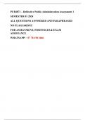 PUB4871 – Reflective Public Administration Assessment 1 SEMESTER 01 2024 ALL QUESTIONS ANSWERED AND PARAPHRASED NO PLAGIARISM! PASS WITH 75%+