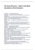 AS level Physics - AQA A Verified Questions And Answers
