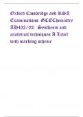 Oxford Cambridge and RSA Examinations  GCEChemistry AH432/02:  Synthesis and analytical techniques A Level with marking scheme