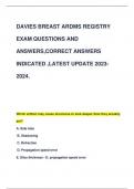 DAVIES BREAST ARDMS REGISTRY  EXAM QUESTIONS AND  ANSWERS,CORRECT ANSWERS  INDICATED ,LATEST UPDATE 2023- 2024.