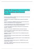 Safety PA Inspection Licenses Pre  Test Questions And Correct  Answers