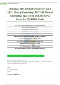 All Inclusive; Inclusive; MLT Clinical Chemistry| MLT 130 – Clinical Chemistry| MLT 230 Clinical Chemistry| AND| MLT Chemistry Exams Questions With Verified Answers {Rated A+ 2024-2025 Guide}