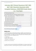 COMPREHENSIVE; MLT CHEMISTRY EXAMS AND MLT CLINICAL CHEMISTRY EXAMS| STUDY GUIDE 2024/2025/ RATED A+ TEST BANK