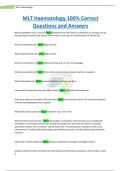 MLT Haematology 100% Correct Questions and Answers