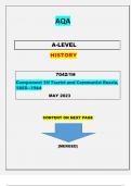 AQA A-LEVEL HISTORY 7042/1H ||Component 1H Tsarist and Communist Russia, 1855–1964|| merged|| QUESTIONS & MARKING SCHEME|| GRADED A+||