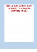 PHTLS 10th Edition 100% VERIFIED ANSWERS 2023 2024 EXAMs.