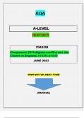 AQA A-LEVEL HISTORY 7042/2D [Component 2D Religious conflict and the Church in England, c1529–c1570 ] QUESTIONS & MARKING SCHEME MERGED || GRADED A+||